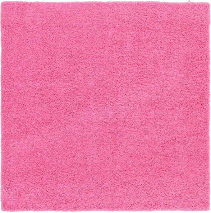 Unique Loom Solid Shag Collection Area Rug (8' Square, Taffy Pink)