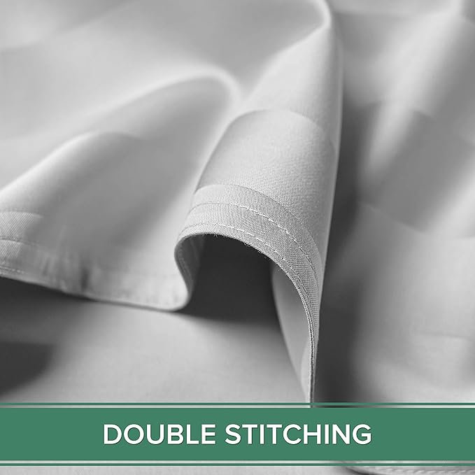 Pure Bamboo Split King Sheets, Genuine 100% Organic Viscose Derived from Bamboo Bed Sheet Set, Soft & Cooling, Double Stitching, 2 Fitted Sheets (Split King, Jacquard White)