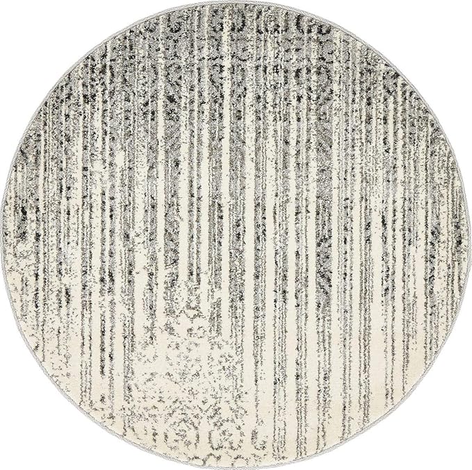 Unique Loom Del Mar Collection Area Rug - Jennifer (3' 3" Round, Gray/ Black)
