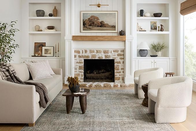Loloi Chris Loves Julia Jules Collection JUL-08 Emerald/Antique Ivory 8'-6'' x 11'-6'', .13" Pile Height, Area Rug