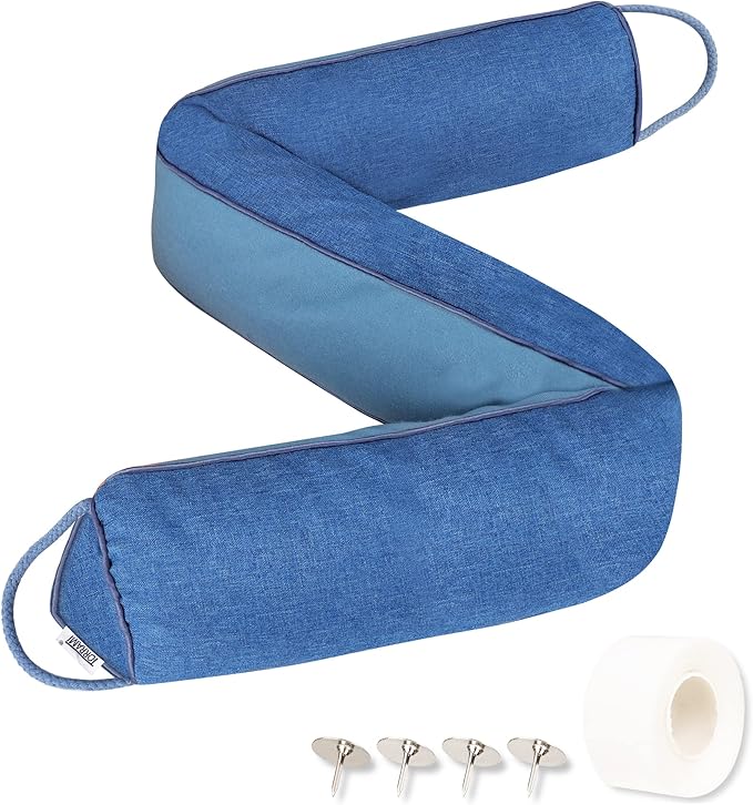 TORRAMI 36" Door Draft Stopper Under Bottom Insulation Noise Air Stopper 2.1LB,Draft Guard Seal for Doors and Windows - Blue Triangle