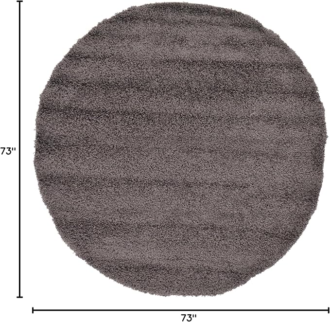Unique Loom Solid Shag Collection Area Rug (6' 1" Round, Graphite Gray)
