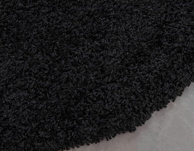 Unique Loom Solid Shag Collection Area Rug (7' 10" Round, Jet Black)
