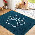 OLANLY Dog Door Mat for Muddy Paws 40x32, Paw Print Design, Absorbs Moisture and Dirt, Absorbent Non-Slip Washable Doormat, Quick Dry Chenille Mud Mat, Entry Indoor Entryway Carpet, Atlantic Blue