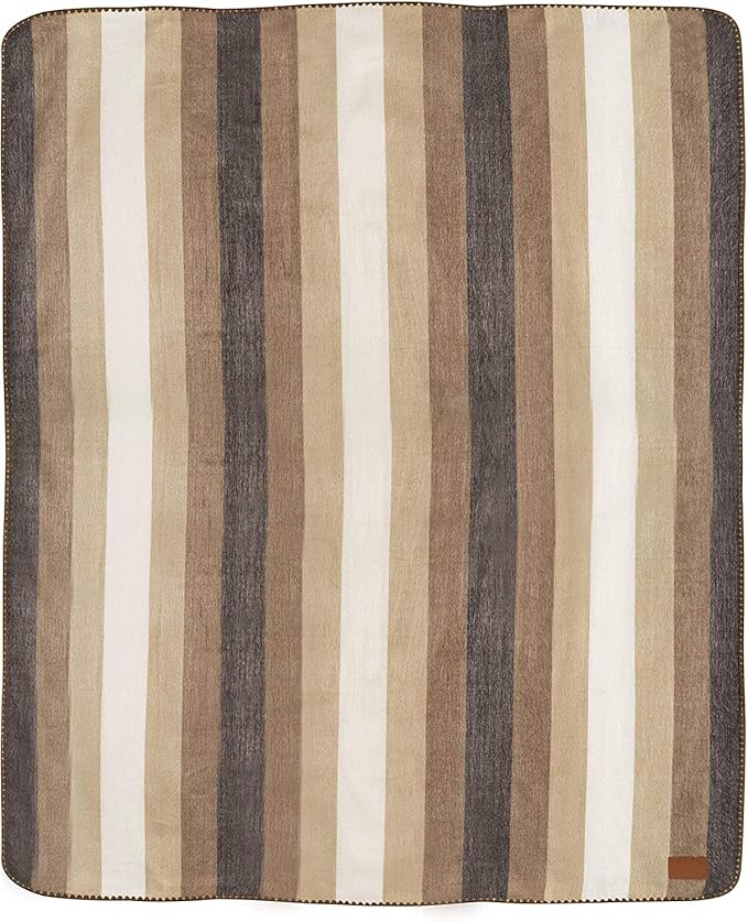QISU Alpaca Wool Blanket Throw | Large, Beautiful, Warm, Stripes | 85 x 65 inches | Ultra-Soft, Hypoallergenic and Breathable | Non-Itchy or Scratchy Fabric (Camel Thick Stripe)
