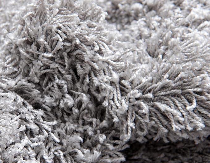 Unique Loom Solid Shag Collection Area Rug (5' 1" Square, Cloud Gray)