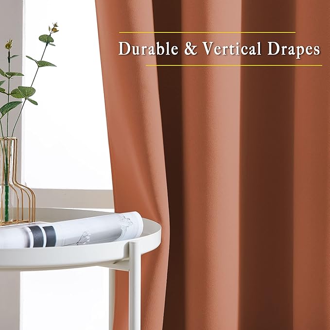 NICETOWN Sliding Glass Door Curtain - Grommet Extra Wide Window Treatment Thermal Insulated Drape for Kids Room/Living Room (Burnt Orange, W100 x L95, 1 Panel)