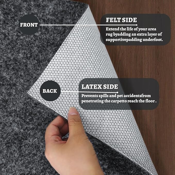 100% Waterproof Rug pad, 7x9 ft Area Rug Non-Slip Rug Pads, Carpet Pads for All Floors and finishes, Felt pad for Hardwood Floors, Keep Carpets in Place Soft and Secure