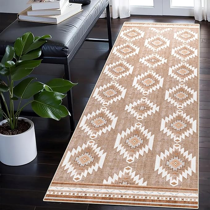 Runner Rug 2'x7' Western Washable Non-Slip Runners for Hallways Kitchen Entryway Laundry Room Modern Carpet Hallway Runner Camel