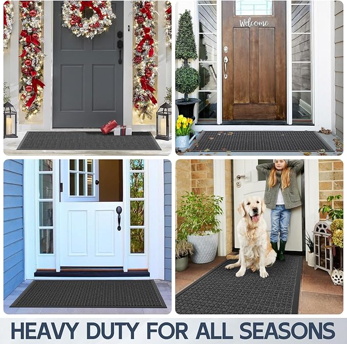 Indoor Outdoor Front Door Mats, 48" x 36" Rubber Backing Non Slip Durable Welcome Floor Mats for Patio, Garage Entrance, Stain and Fade Resistant Commercial Doormats for High Traffic