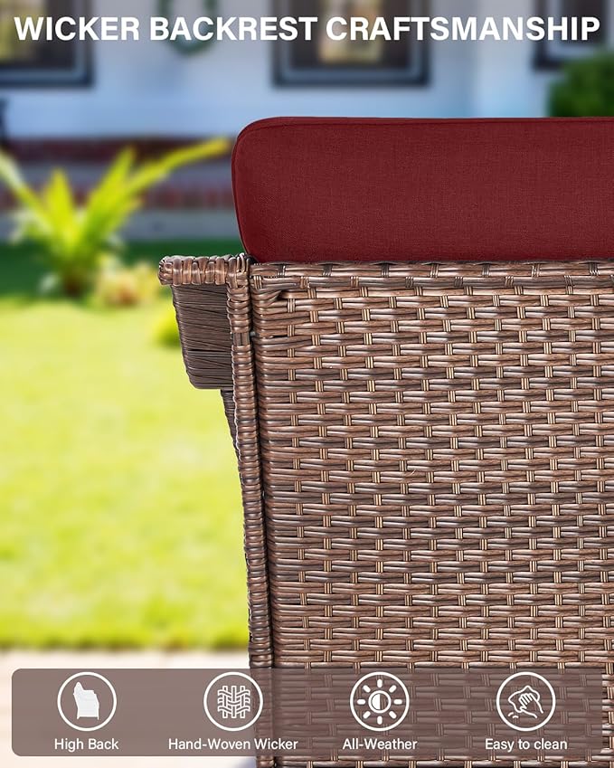 Belord High Back Outdoor Patio Furniture Set - Wicker Outdoor Swivel Rocker Patio Chairs with Sofa and Ottoman, All-Weather Patio Conversation Set for for Patio Deck Backyard