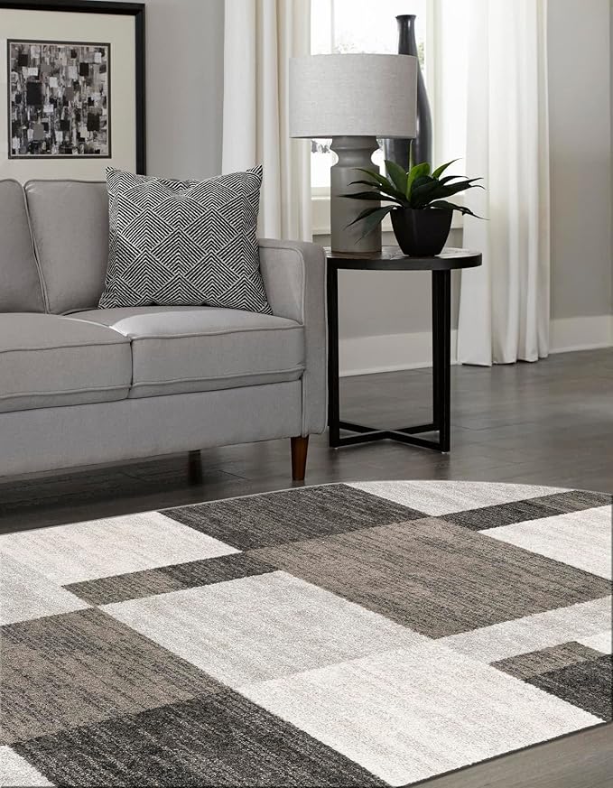 Unique Loom Autumn Collection Area Rug - Providence (5' 3" x 8' Oval, Gray/ Ivory)