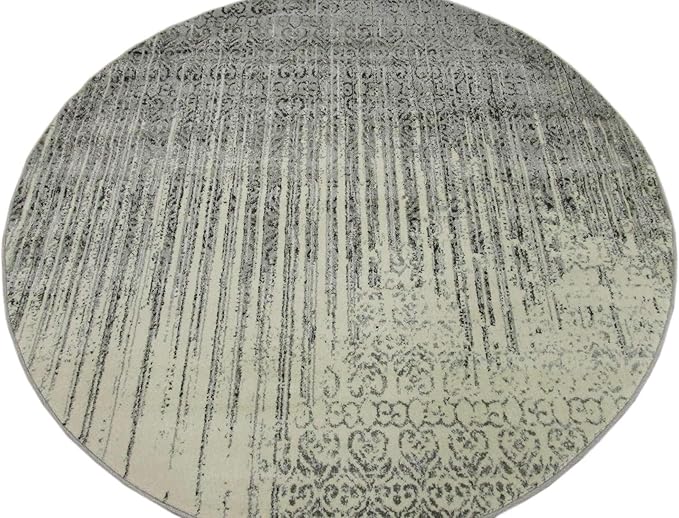 Unique Loom Del Mar Collection Area Rug - Jennifer (6' 1" Round, Gray/ Black)