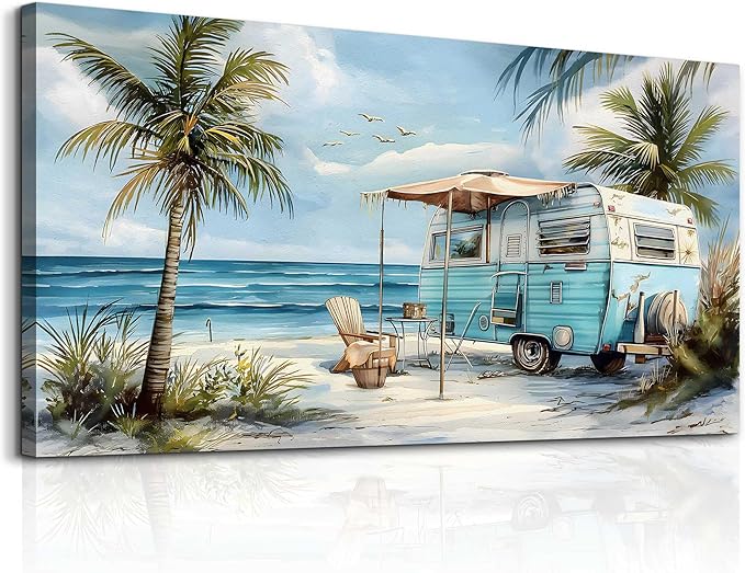 ERQINHUA Large Wall Decor For Living Room Canvas Wall Art For Office Bedroom Aesthetic Marine Beach Landscape Wall Painting Artwork Pictures Modern Beach Posters Ready To Hang Home Decor 30"x60"