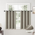 ChrisDowa 100% Blackout Sand Solid Curtains 54 Inches Long 2 Panels for Bedroom Living Room,Farmhouse Room Darkening Thermal Insulated Soundproof Grommet Top Window Treatment Drapes,52x54