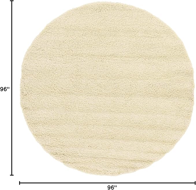 Unique Loom Solid Shag Collection Area Rug (8' Round, Pure Ivory)
