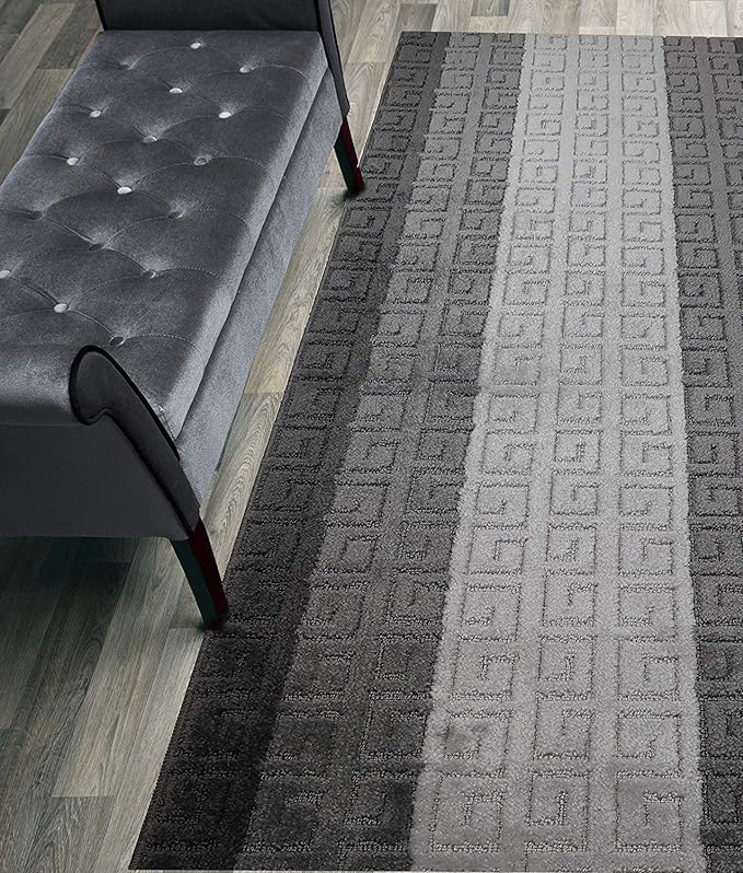 Custom Length Hallway Runner Rug,Slip Resistant,Meander Grey, 26 Inch X 33 feet, Sold and Priced Per Foot