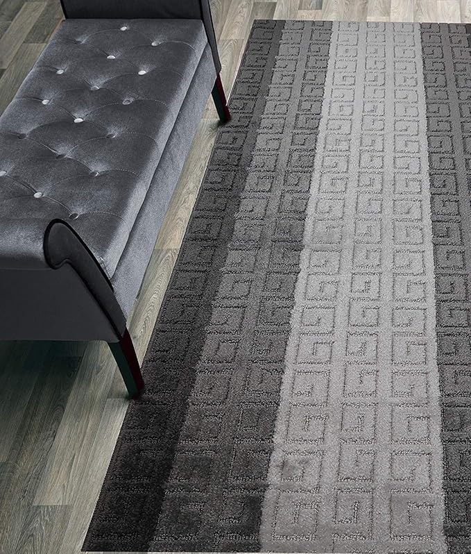 Custom Length Hallway Runner Rug,Slip Resistant,Meander Grey, 26 Inch X 35 feet, Sold and Priced Per Foot