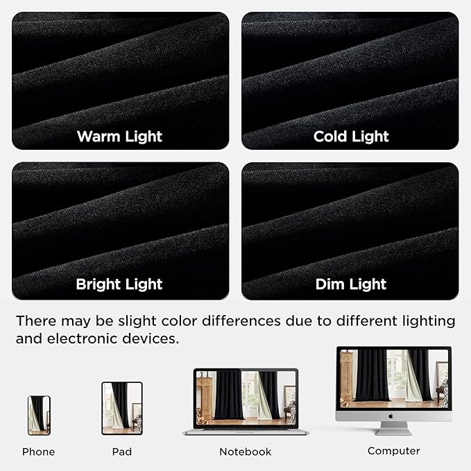 Joydeco Black 100% Blackout Curtains 90 Inch 2 Panels, Luxury Thermal Insulated Black Velvet Curtains for Bedroom Living Room, Soundproof Blackout Window Drapes, Rod Pocket & Back Tab (52W x 90L)