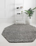 Unique Loom Solid Shag Collection Area Rug (4' Octagon, Cloud Gray)