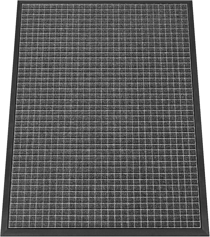 Kuyal Front Door Mat, 2'*3' Door Mat for Inside Outside Entrance,Waterproof Welcome Mats with Non-Slip Backing, Indoor Outdoor Entryway, Commercial Floor Mats, Durable & Easy to Clean, Dark Gray