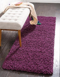 Unique Loom Solid Shag Collection Area Rug (2' 7" x 10' Runner, Eggplant Purple)