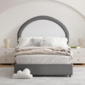 Twin Bed Frames with Headboard, Boucle Upholstered Platform Bed, Grey Bed Frame, Soft Rounded Corners, No Box Spring Needed, Easy Assembly