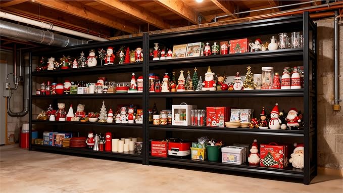 72''H Shelving Unit, 3020 Lbs Heavy-Duty Garage Storage Shelves, 5-Tier Adjustable Reinforced Shelves for Laundry Rooms, Basements, Kitchens&Outdoor（48''W*24''D*72''H）