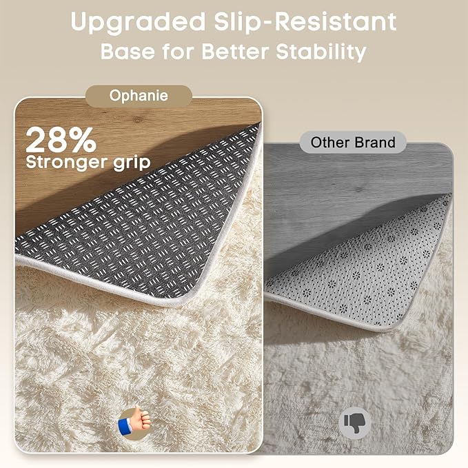 Ophanie 2x10 Runner Rug for Hallway, Upgrade Non-Slip Fluffy Soft Bedside Rugs, Bedroom Living Room Ivory Shaggy Carpet for Kids Girls Boys Dorm Nursery Home Decor Aesthetic