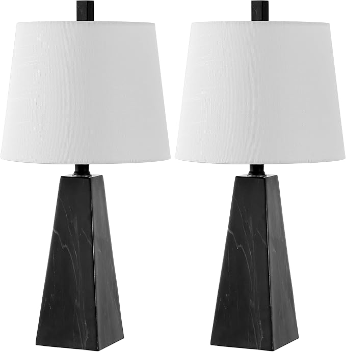 JONATHAN Y JYL1037D-SET2 Owen 20.5" Resin LED Table Lamp Contemporary, Office, Living Room, Family Room, Dining Room, Bedroom, Hallway, Foyer, Black Marble Finish (Set of 2)