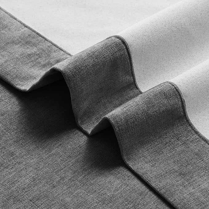 Macochico 100% Blackout Chenille Curtains for Sliding Door Thermal Insulated Noise Reducing Drapery for Living Room Bedroom Hotel, Grommet Curtains with Tieback, Dark Grey, 120" Wx96 L 1 Panel