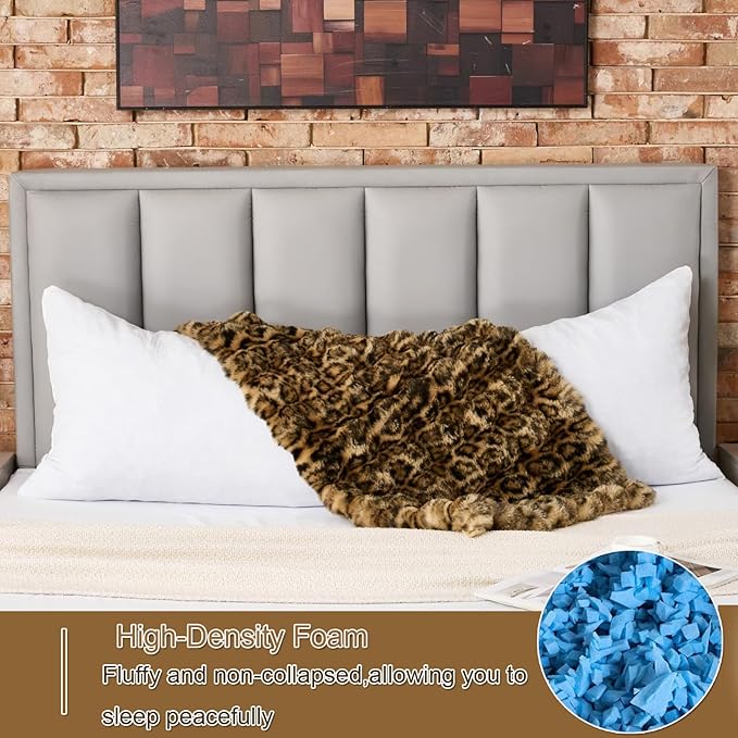 Luxury Shaggy Faux Fur Body Pillow,Fluffy Bed Pillow with Zipper Closure,Soft Decorative Plush Full Long Pillows,Fuzzy Hug Pillow for Living Room Side Sleeper & Pregnancy 20"x54" Grey Chocolate