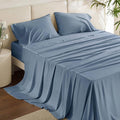 Bedsure Full Size Bed Sheets, Cooling Sheets, Rayon Derived from Bamboo, Breathable & Soft, Deep Pocket Up to 16 Inches, Hotel Luxury Silky Bedding for Hot Sleepers, Dusty Blue