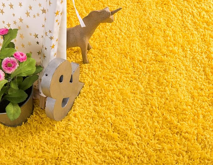 Unique Loom Solid Shag Collection Area Rug (8' x 11' Rectangle, Tuscan Sun Yellow)