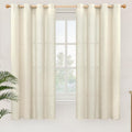 YoungsTex Beige Linen Curtains 63 Inch Length for Living Room 2 Panels, Light Filtering Window Drapes Semi Sheer with Grommet Rustic Natural for Bedroom, 52 X 63 Inch