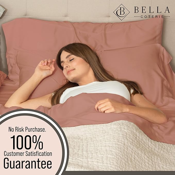 Bella Coterie Luxury Bamboo Viscose King Size Sheet Set | 100% Organically Grown | Ultra Soft | Cooling for Hot Sleepers | 18" Deep Pocket [Raisin]