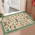 Mushroom Small Rug 2x3 Washable Door Mat Indoor Rugs for Entryway Non-Slip Soft Ultra-Thin Stain Resistant Foldable Rugs Kitchen Bedroom Living Room Khaki Green
