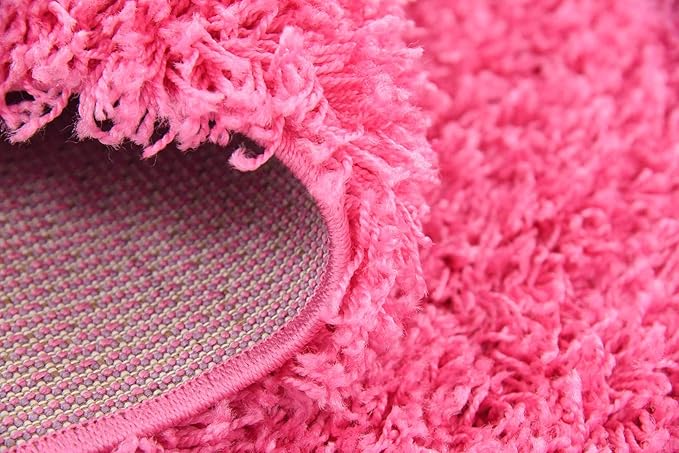 Unique Loom Solid Shag Collection Area Rug (8' Square, Taffy Pink)
