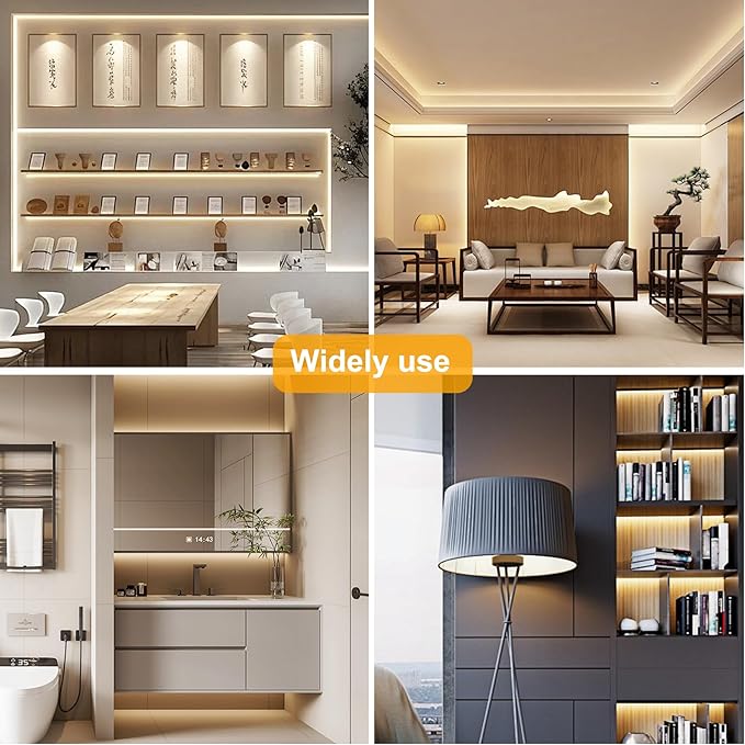 COB LED Strip Lights Natural White,24V Dimmable led Light Strip KIT with Remote and app Control,4000K 50FT/15m 8mm Wide Ra>90 Cuttable Flexible Strip Lights for Bedroom,Wardrobe,Cabinet
