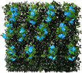 Sumery Expandable Fence Privacy Screen for Balcony Patio Outdoor,Decorative Faux Ivy Fencing Panel,Artificial Hedges (Single Sided Leaves) (4, Branches -Blue Fowers)