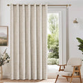 Beauoop Beige Floral Jacquard Blackout Curtains 84 Inches Long for Patio Sliding Door Extra Wide Chenille Flower Divider Room Darkening Thermal Soundproof Grommet Window Drapes, 100x84 Set of 1