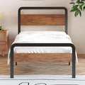12 Inch Twin XL Bed Frames with Wooden Headboard and Footboard, No Box Spring Needed, Heavy Duty Metal Mattress Foundation, Noise Free, Easy Assembly, Black