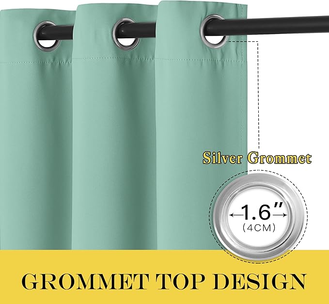 NICETOWN Blackout Patio Curtains 100 x 95 Inches Long for Sliding Door Extral Wide Blackout Curtain Panels Thermal Insulated Room Divider - Grommet Top, 100" W x 95" L, 1 Panel, Aqua Blue