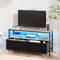 39" Dresser TV Stand for TVs up to 50", Media Console with LED Lights, Charging Station & 2 Drawer Storage Chest, Gaming Entertainment Center with Storage for Bedroom (Grey, 39 in)