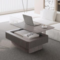 Lift Coffee Table with Storage & Adjustable Height, Rectangle Solid Wood Coffee Table Fluted Center Table Accent Tea Table or Living Room, Apartment, Office (38.6" Grey)