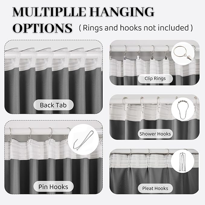 100% Blackout Thermal Insulated Curtains, 3 Layers Noise Absorbing, Soundproof Back Tab Drapes for Sliding Glass Door Baby Nursery Bedroom with Hooks, Grey 50x108 Inch Set of 1