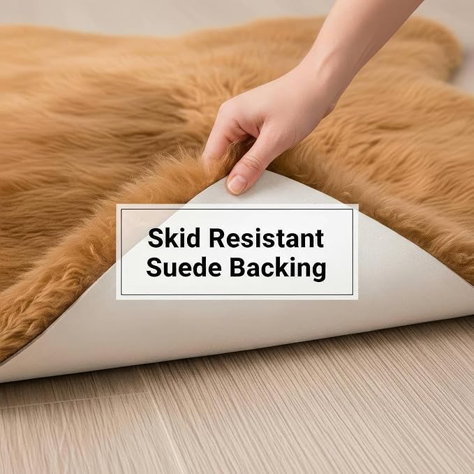Long 2x6 Sheespkin Rug Runner - Light Brown Sheepskin Fur Rugs - Great for Draping and Floor Decor - Extra Soft New Zealand Fur - Real Sheep Skin Rug for Bedroom Living Room