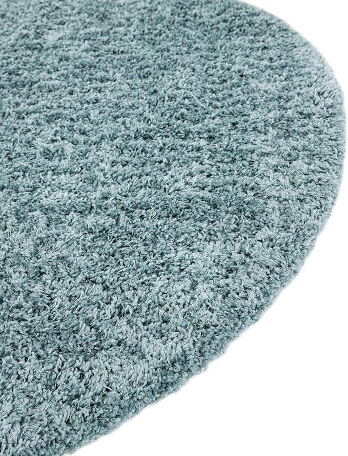 Unique Loom Solid Shag Collection Area Rug (3' 3" x 5' 3" Oval Light Slate Blue)