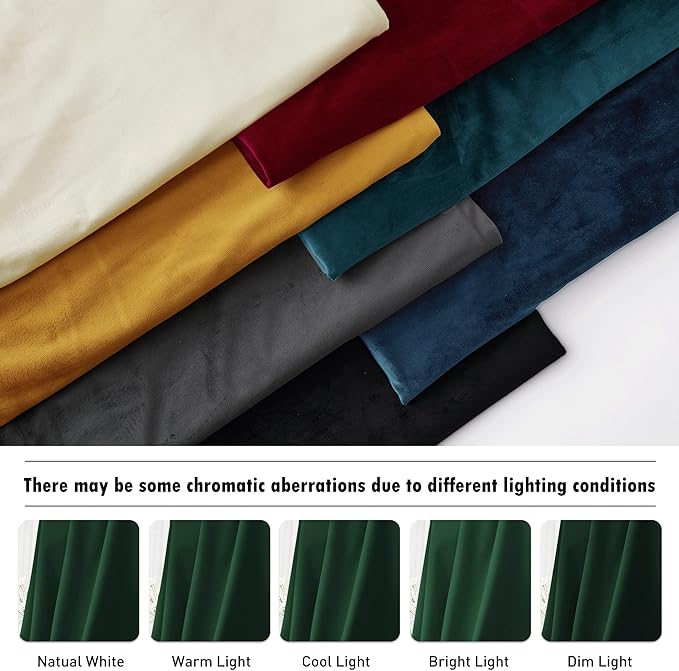 RYB Home Hunter Green Velvet Curtains for Living Room, Vintage Drape 84 inches Long Soft Durable Texture Room Darkening Privacy Window Treatment Decorative Backdrop for Bedrooom, W52 x L84, 2 Panel
