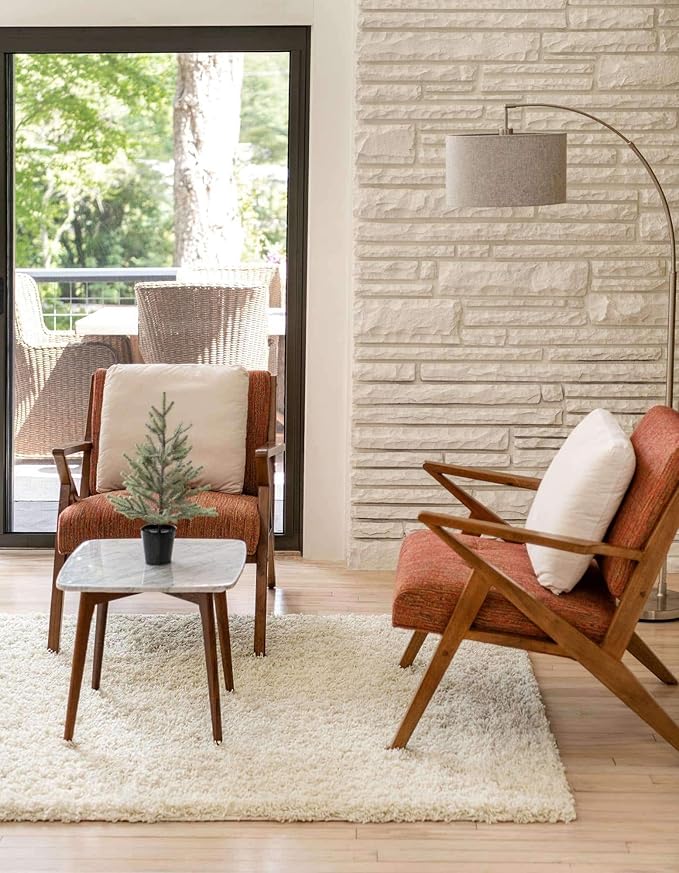 Unique Loom Solid Shag Collection Area Rug (4' 1" x 6' 1" Rectangle, Pure Ivory)